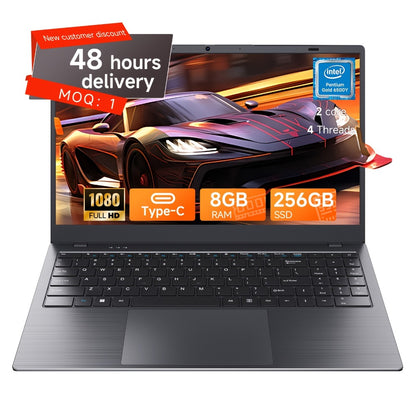 15.6 Inch Ultra-Thin Laptop, Intel Pentium 6500Y, 8GB RAM 256GB SSD, 4K Dual-Screen Support, Quad Stereo Speakers, Type-C PD Fast Charging – Lightweight Office & Entertainment Notebook PC