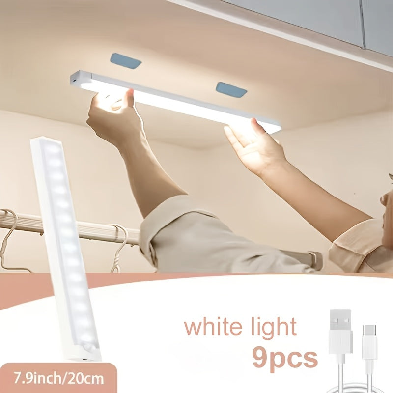LED Motion Sensor Cabinet Lights USB Rechargeable 3 Modes – Wireless Night Light 6 9 12 Pack 3 Sizes for Bedroom Staircase Kitchen Office Piano Room Dance Studio Bedside Reading
