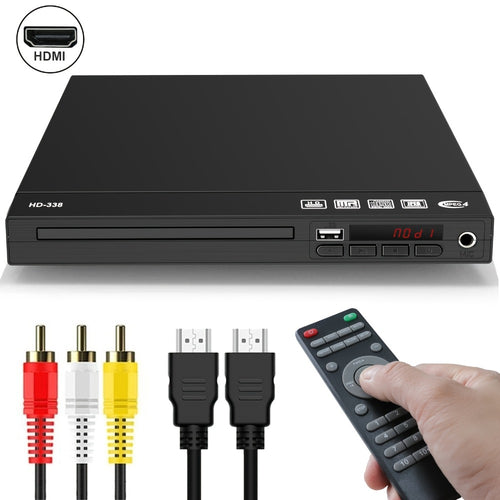 Dual Output HDMI DVD Player for Home TV 1080P – Region Free Mini DVD Player with USB Port, HDMI & RCA Output, Plays DVD VCD CD MP3 JPEG, Remote Control + HDMI & RCA Cables Included, Black