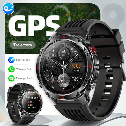 IPX8 Waterproof GPS Smartwatch for Men Outdoor Adventure 3ATM 1.46 Inch IPS Display Multi-Sport Tracking Wireless Calling Message Notifications Compatible with Android iPhone – Black Steel Silver Camouflage