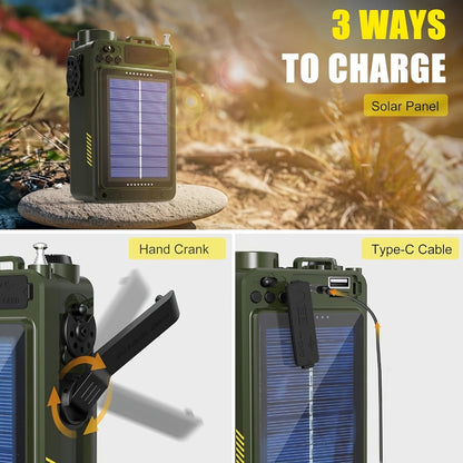 Digital Shortwave Emergency Radio 4000mAh Solar Hand Crank, AM/FM/SW/NOAA Weather Alert, 5W Speaker, SOS Alarm, LED Flashlight, SD Card & USB MP3 Player, Winter Storm Survival Gear for Home & Outdoor