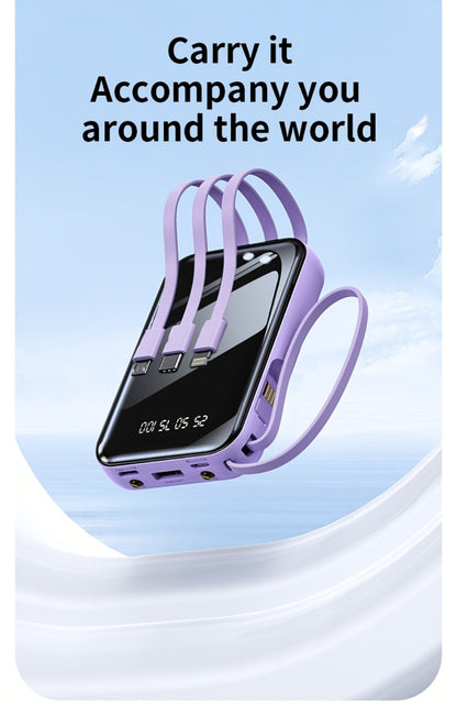 Built-in Cables Flashlight 50000mAh Power Bank Portable Charger, Fast Charging LED Display Emergency Battery Pack for iPhone Android Outdoor Travel Camping Hiking – Black Purple Available