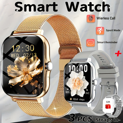 Smartwatch for Men Women with Bluetooth Calling, 1.83" Full Touch Screen Large Dial, Weather Notification, Sports Tracker & Pedometer, Multiple Sport Modes, USB Rechargeable – Unisex Gift Smart Watch Gold Silver Black