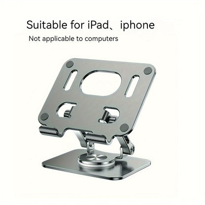 360° Rotating Foldable Tablet Stand for iPad & Phone, Adjustable Desktop Holder, Universal Compatibility – Black/Silver