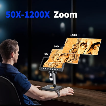 1200X Digital Microscope 7-Inch IPS Screen – WINWEND USB Coin & Soldering Microscope with 8 Adjustable LED Lights, HD Display for Coin Inspection, PCB Repair, Science & Windows Compatible