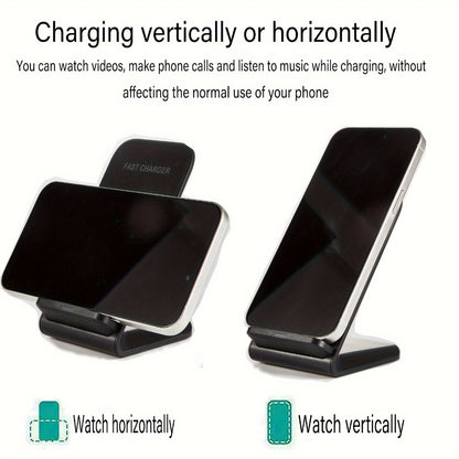 30W Ultra-Fast Wireless Charger Stand Dual Coil Smart Auto-Adjust 5W-30W for iPhone 17 16 15 14 13 12 11 Pro Max, Samsung Galaxy S24 S23 S22 S21 S20 S10, Google Pixel, Huawei, Xiaomi & All Qi Android – USB-C Black