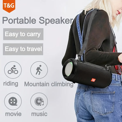 TG537 Portable Bluetooth Speaker with TWS Stereo Pairing, Hands-Free Calling, TF Card & USB Playback, Wireless Loudspeaker for Smartphone Tablet TV Camping Travel Outdoor Indoor
