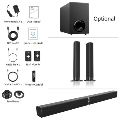 2-in-1 Separable TV Soundbar with Subwoofer – Surround Home Theater Sound Bar for Smart TV, ARC, Optical & AUX Connection, DSP Technology, Infrared Remote Control, Wireless Speaker System