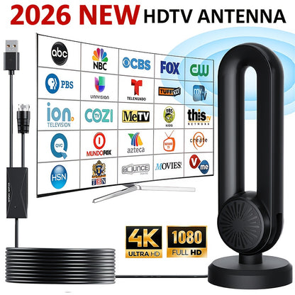 Long Range 250 Mile TV Antenna 4K 1080P – USB Powered, 180° Rotatable, Magnetic Base, Indoor & Outdoor, Smart & Legacy TVs, Home Car RV, HDTV-09 MAX