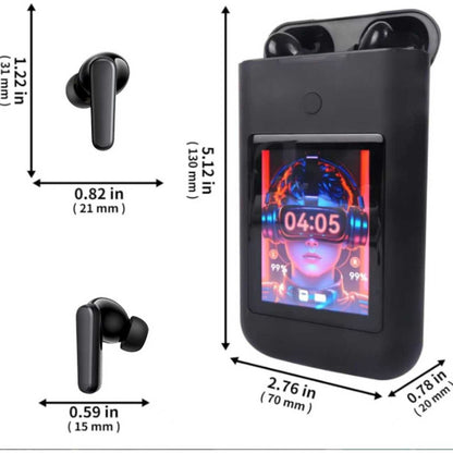 5000mAh Battery Wireless Earphones 3-in-1 HiFi Stereo LED Touch Screen Multiple EQ Modes Rechargeable Multimedia Earbuds for Travel Outdoor Work Black White