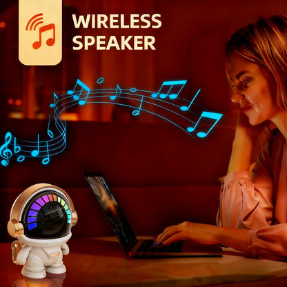 Cute Astronaut Wireless Speaker with LED Light, Portable Bluetooth Mini Speaker with Stereo Sound, USB Rechargeable Desktop Decoration Speaker for Home, Office & Party – Unique Birthday Gift for Kids, Teens & Adults