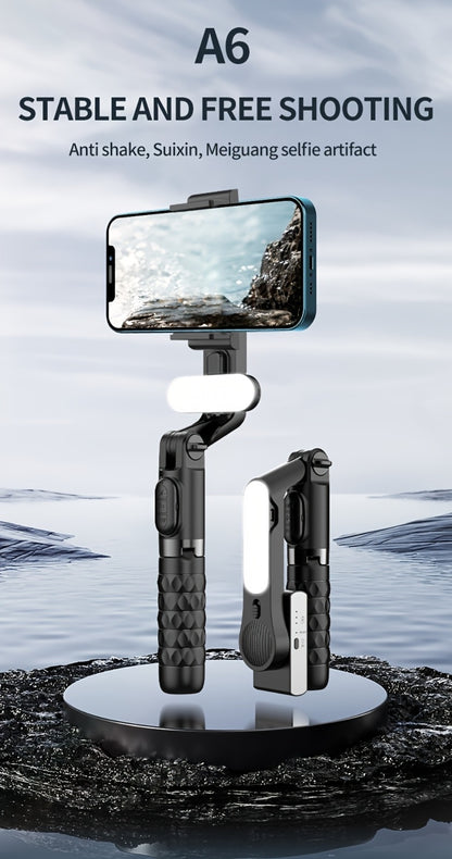 3-in-1 Phone Gimbal Stabilizer with Selfie Stick & Tripod Stand – 1-Axis Anti-Shake Handheld Stabilizer for iPhone & Android, Wireless Remote Control, 400mAh Rechargeable Battery, Foldable Portable Vlog