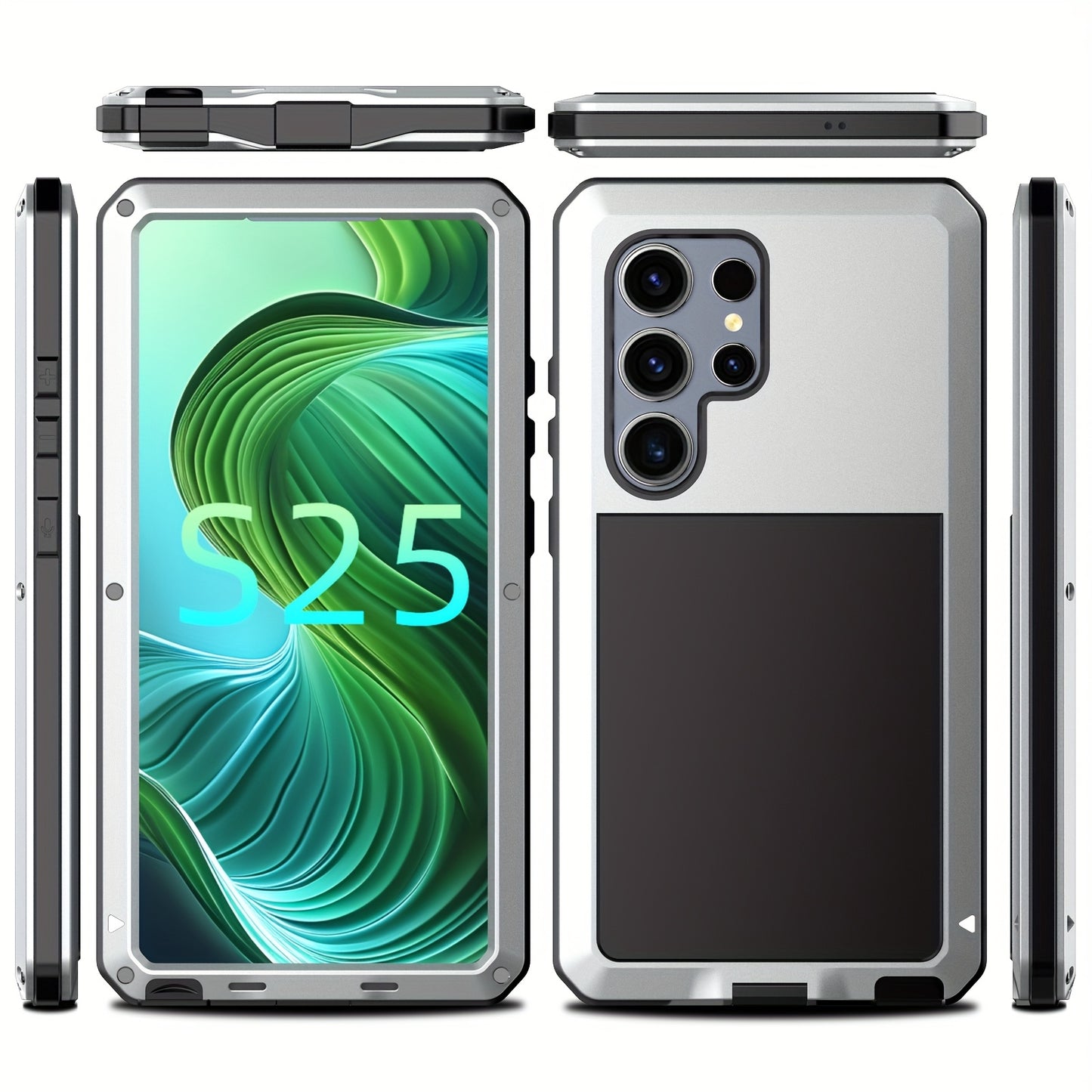 Heavy Duty Samsung Galaxy S24 Ultra Case Rugged Metal with Built-In Glass Screen Protector – Military-Grade Shockproof Dustproof Drop Protection Hard Cover, Compatible with Galaxy S23 Ultra S-Pen