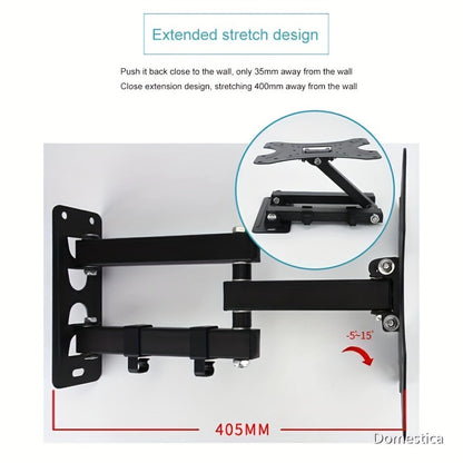 Slim Low Profile TV Wall Mount 26-57 Inch 66 lbs – Full Motion Articulating Dual Arms Swivel Tilt Extend, VESA Compatible, Easy Installation, Black Bracket for Small Mid-Size Flat Screen TVs