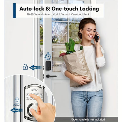 Tuya Smart Front Door Lock with Fingerprint & Keypad, Bluetooth App Control, Auto Lock, Vacation Mode & Hidden Key Backup – Digital Keyless Entry Electronic Lock for Home Apartment Office