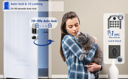 Voice Guided Keypad Deadbolt with Fingerprint, PIN, One-Time Visitor Code & Key, Backlit Keypad, Auto Lock, Long Battery Life, 15-Min DIY Install, Stainless Steel Front Door Lock for Home Airbnb