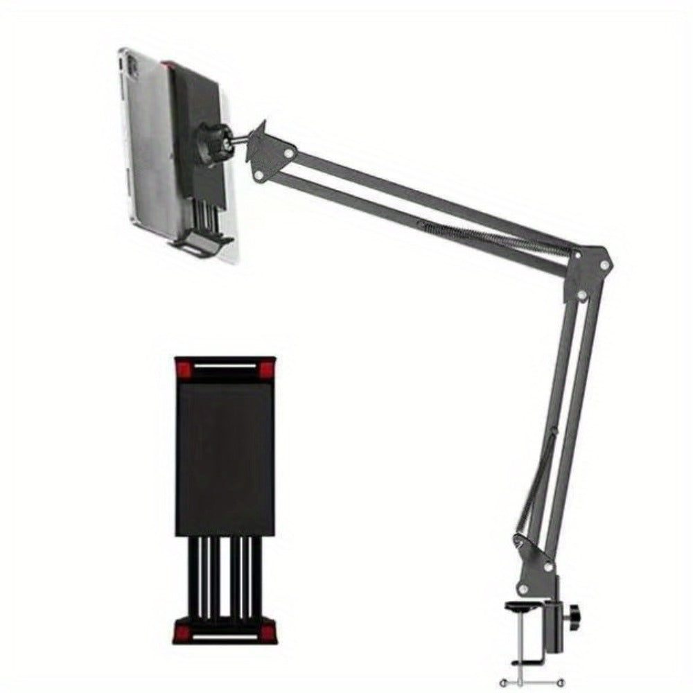 Floor Stand Phone Tablet Holder 68.9 Inch Flexible Gooseneck Lazy Bracket with 360° Rotating Head Foldable Adjustable Arm for Bed Sofa Desk Live Streaming Video Calls Hands Free Mount