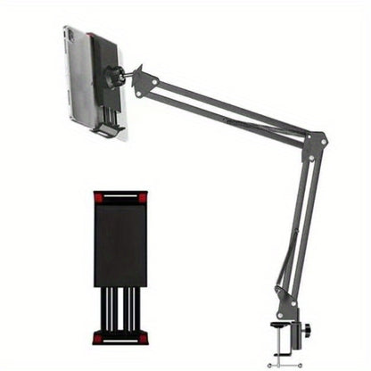 Floor Stand Phone Tablet Holder 68.9 Inch Flexible Gooseneck Lazy Bracket with 360° Rotating Head Foldable Adjustable Arm for Bed Sofa Desk Live Streaming Video Calls Hands Free Mount