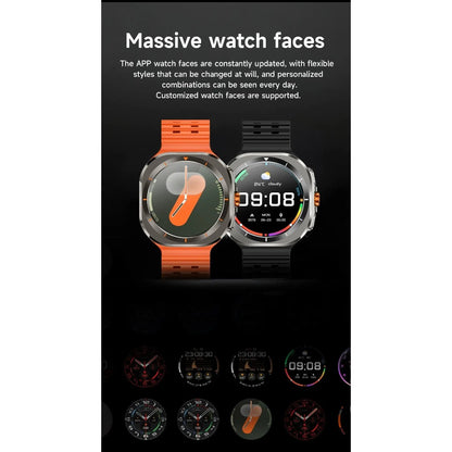 SIM Card Smartwatch Voice Assistant 100 Sport Modes – Big Screen Wireless Calling Fitness Tracker Wireless Charger 2 Straps Customizable Watch Faces Orange Black White Blue Gift