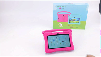Kids Tablet 7 Inch Veidoo Android WiFi Eye Protection Screen Dual Camera Parental Control Educational Games Drop-Proof Silicone Cover 1+16GB 2+32GB Blue Pink Children Tablet Pad