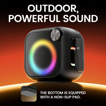RGB Bluetooth Speaker with Music Visualizer, Portable Wireless Speaker with Color-Changing LED Lights for Gaming & Parties, USB/TF/AUX/Type-C, Compatible with PC Smartphone Tablet TV