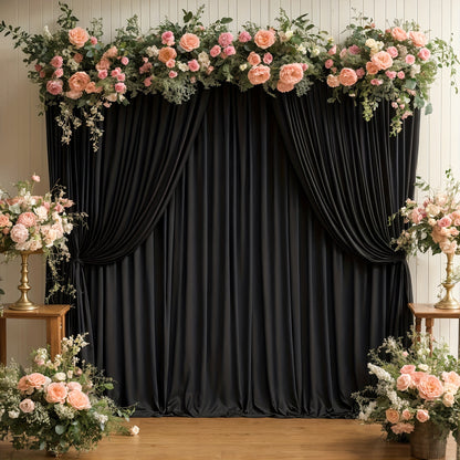 White Black Duo Backdrop Curtains 2 Pack 5x10Ft Wrinkle-Resistant Photo Background Fabric for Wedding, Birthday, Christmas, Halloween & Party Decoration – Reversible Dual Color Event Curtain Set