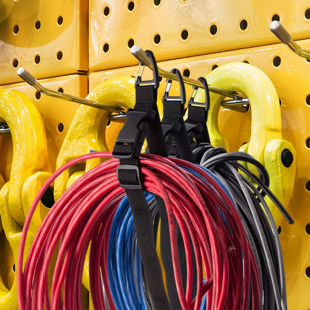 Extension Cord Organizer Straps 10-Pack – Heavy Duty 17 Inch Adjustable Storage Straps with Triangle Hanging Clips, Cable Hanger for Workshop Garage Home, Power Cord & Hose Management, Great Gift for Men