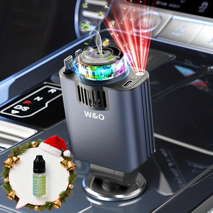 Car Charger with Perfume 3-in-1 Fast Charging AromaRelax Starlight Projector Retractable Cable USB-C & Lightning for iPhone 16 15 14 13 12, Samsung Galaxy Android – Blue Red, Flower Heart Shangri-la Cologne Styles