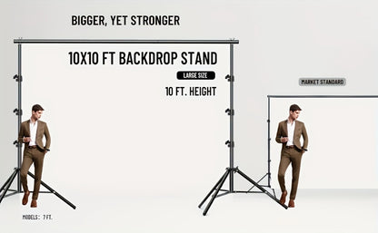 10x10Ft Heavy-Duty Backdrop Stand Kit with 2 Adjustable Support Stands 4 Crossbars 4 Clamps for Photography Video Studio Party Decoration Wedding Event Background Support System