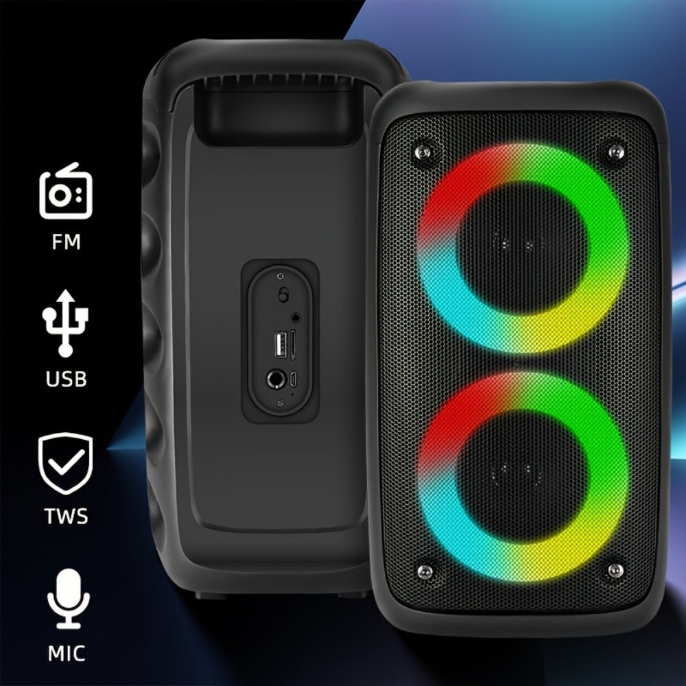 Wireless Bluetooth Speaker with Color LED Lights, MOKiN KTS-1265 Portable Party Speaker, Bass Boost, FM Radio, TF Card, USB, Type-C, Lightweight for Outdoor Travel Home Parties
