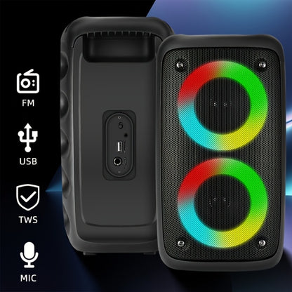 Wireless Bluetooth Speaker with Color LED Lights, MOKiN KTS-1265 Portable Party Speaker, Bass Boost, FM Radio, TF Card, USB, Type-C, Lightweight for Outdoor Travel Home Parties