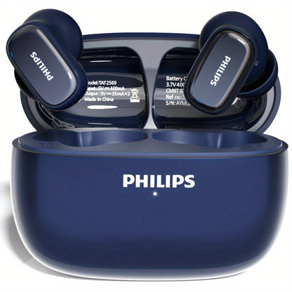 Philips TAT2569 Noise Cancelling Wireless Earbuds Touch Control USB-C Fast Charging 5H Playtime True Wireless Headphones Compatible iOS Android Black Blue White