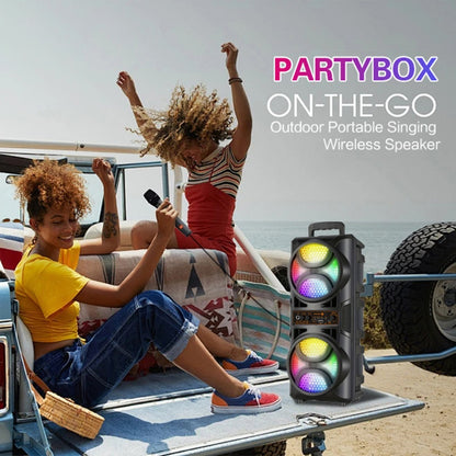 8000W Portable Karaoke Speaker with Subwoofer & Microphone, High-Power Wireless Bluetooth Audio System, TF/USB/AUX/TWS Support, Clear Loud Sound for Camping, Outdoor Parties, Indoor Dancing & Family Gatherings