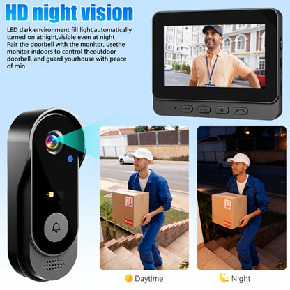 2.4G Direct Connect Video Doorbell with 4.3" Color Monitor - No WiFi No App, Two-Way Audio, 120° Wide Angle, Waterproof, 128GB SD, 6+ Month Battery Life, Color Night Vision, Rechargeable