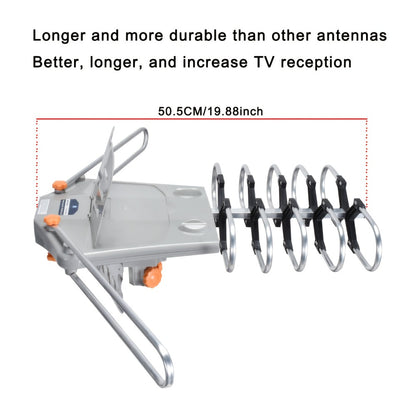 Amplified Outdoor TV Antenna 150 Mile Range – Motorized 360° Rotation, UHF VHF 4K 1080P, Wireless Remote, Supports 2 TVs, 33ft RG6 Coax Cable, Coaxial Grounding Block & Installation Rod Included