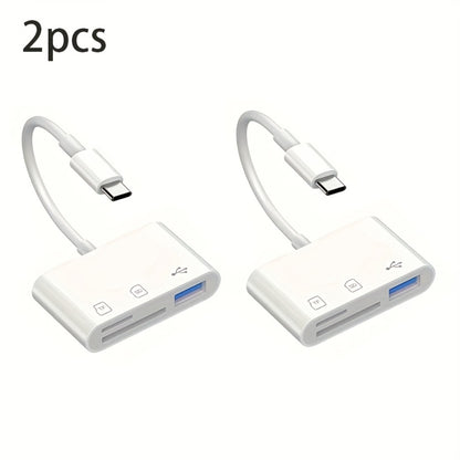 USB-C OTG SD Card Reader Adapter 2-Pack – Type-C to SD & Micro SD/TF Memory Card Reader for iPhone, Android, Windows Laptop | Camera Data Transfer Adapter
