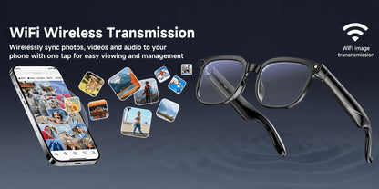 AI Translation Glasses with Camera 8MP HD Video & Photochromic Lenses – Voice Assistant | Object Recognition | Hands-Free Music & Calls | Wireless Smart Eyewear for Travel Business Daily Use | Tech Gift