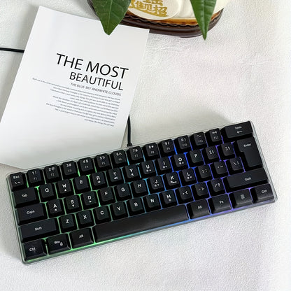 RGB Gaming Keyboard 68 Key Wired Mechanical Feel with RGB Backlight Film Switch Keycap Detachable Cable Compact TKL Layout for Gaming Office PC – 61/68 Key Multi-Color Options (K701)