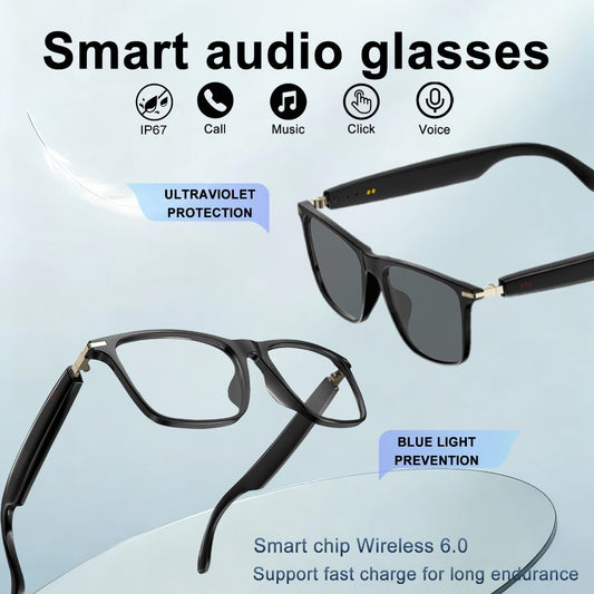 Anti-Blue Light Smart Audio Glasses Bluetooth 5.3 HiFi Open-Ear Wireless Calls Music Anti-UV Lens Noise Cancellation Rechargeable Unisex Outdoor Sports Wearable Tech Birthday Christmas Halloween Gift
