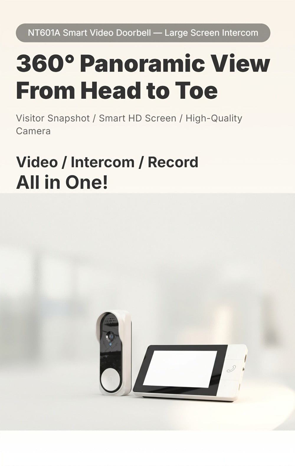 Wireless Security Camera System with Video Doorbell, Indoor Outdoor Surveillance, Long Battery Life, Two-Way Audio, Night Vision, Motion Detection, Smart App Control for Home Apartment Front Door