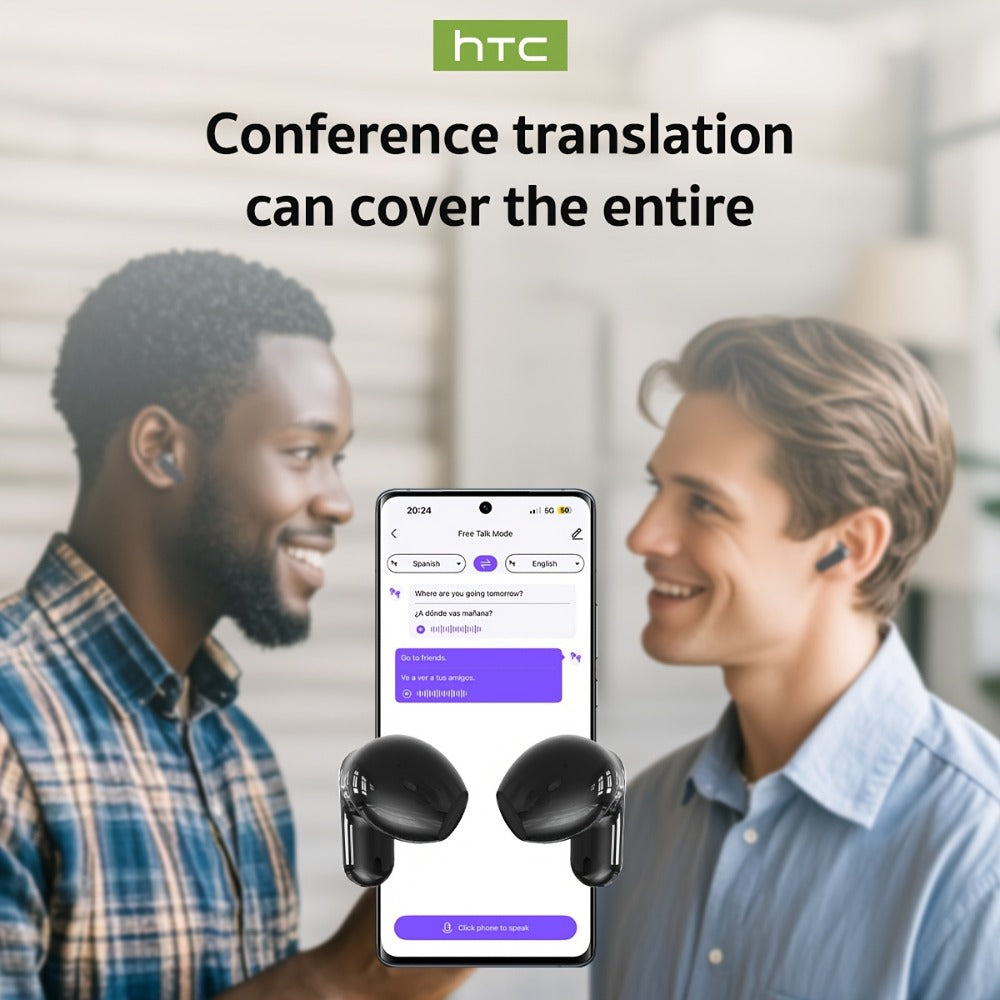 131 Language AI Translator Headset HTC NE20 Wireless 6.0 Smart LCD Touch Screen Gaming Mode Long Battery Life Compatible with PC Phone Tablet for Travel Business Gaming Everyday Use Lightweight