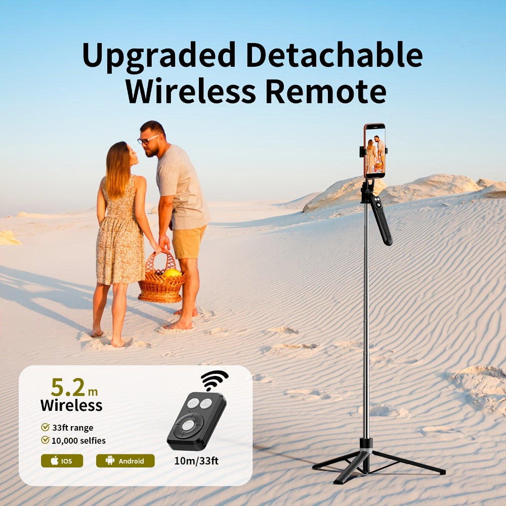 67 Inch Selfie Stick Tripod with Dual Fill Lights & Wireless Remote – GoPro 1/4 Mount 2-in-1 Extendable Phone Holder for iPhone Android Camera, TikTok YouTube Live Streaming Travel Vlogging Photography