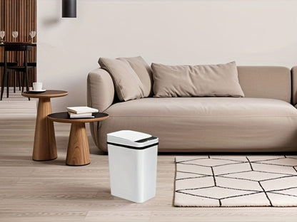 Motion Sensor Trash Can 2-Pack – 2.8 Gallon Touchless Automatic Slim Garbage Can with Auto Lid, Hands-Free Infrared Sensor Waste Basket for Bathroom Bedroom Office | White & Black