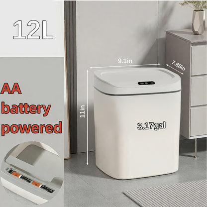 Motion Sensor Trash Can Silent Slow-Close Lid – Touchless Infrared Auto Open, Touchpad Control, Battery Operated | 2.91 Gal Mini & 4.49 Gal | Home Office Kitchen Bathroom Bedroom