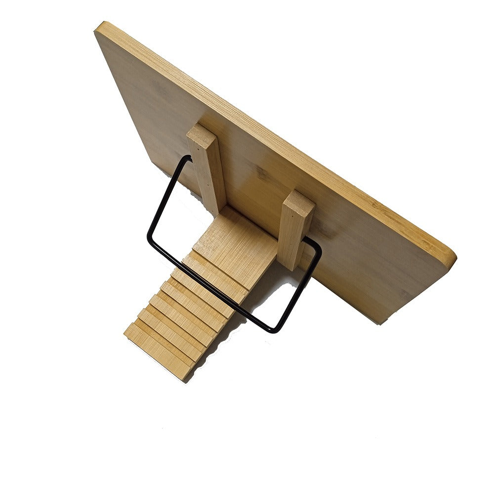 Bamboo Book Stand Adjustable Foldable Portable Reading Stand with Page Clips for Cookbook Tablet E-Reader Textbook Sheet Music Desk Holder Lightweight Sturdy 11x7.9in