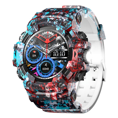 Tactical Smartwatch for Men, LED Flashlight & SOS Emergency, 1.32" TFT Screen, Bluetooth Calling, 100+ Sport Modes, Heart Rate SpO2 Sleep Tracker, Camouflage & Matte Colors – iPhone & Android Compatible