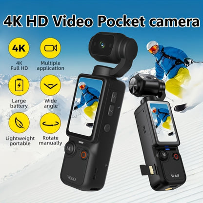W&O Pocket Camera with Webcam Function | 1.9" Screen, 180° Rotating Shot, 2000mAh Battery, USB-C Charging, 32G Card, Outdoor Sports Cam for Cycling, Travel & Personal Use – Birthday & Christmas Gift