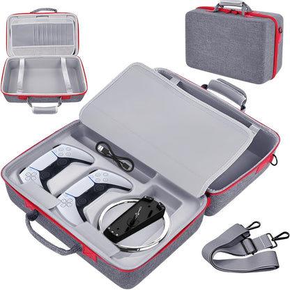 PS5 Slim Hard Shell Travel Carrying Case – Shockproof Protective Bag for PlayStation 5 Slim Disc & Digital Edition, Controller Compartment, 8 Game Card Slots & Shoulder Strap, Black or Grey