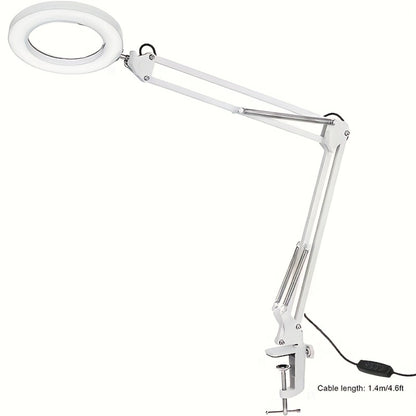 15X Magnifying Lamp with Clamp & Flexible Arm – USB LED Desk Light, 3 Color Modes 10 Brightness Levels, 360° Adjustable for Reading, Manicure, Eyelash, Sewing, Grooming & Precision Work