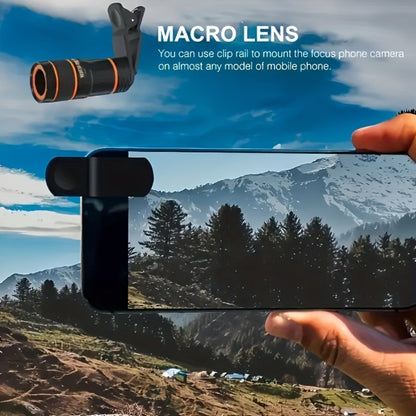 Portable Telephoto Zoom Lens for Smartphone – HD 2-in-1 Wide-Angle & Telephoto Clip-On Mobile Camera Lens, Precision Focus Ring, Universal iPhone & Android Fit, Travel Photography